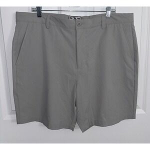 Over Under Performance Shorts Gray Mesh Flat Front Button Pockets Men
